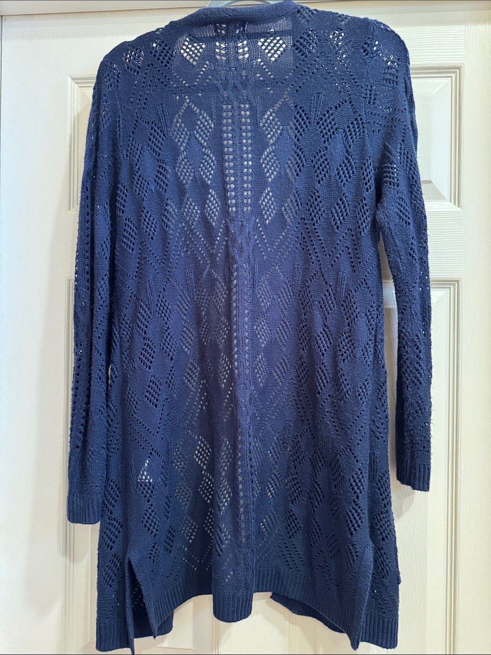 Like New Market & Spruce Navy Open-Front Knit Long Cardigan - Picture 5 of 6